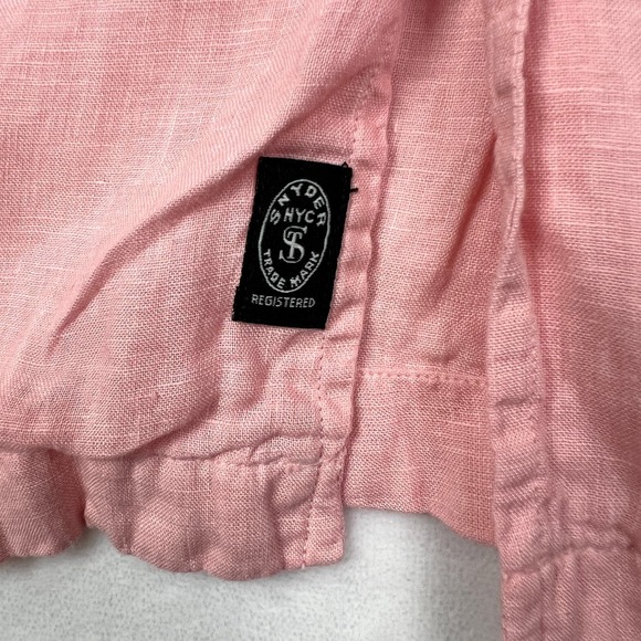 Todd Snyder Linen Button Up Shirt Mens Small Pink Short Sleeve Pocket Somelos - Picture 3 of 10